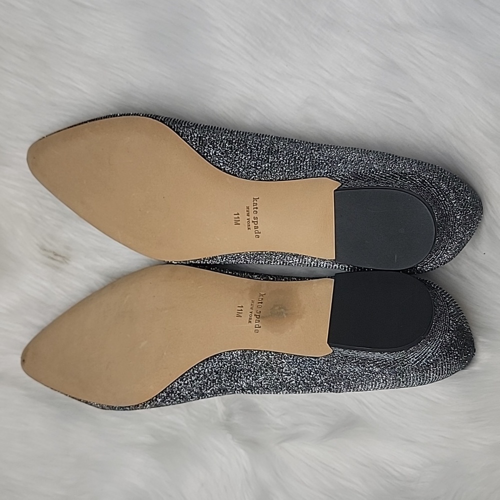 KATE SPADE NEW YORK Mallory Smoke Silver Mary Jane Sparkle Glam Party Flats 11 - Picture 11 of 12